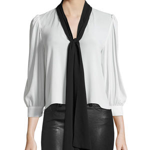 Alice and Olivia Treena Bow Silk Blouse
